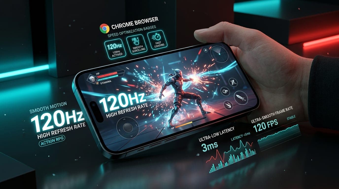 أفضل إعدادات متصفح كروم وسفاري لتشغيل ألعاب 120Hz بدون تقطيع أو لاق 2026 ⚡📱